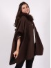 Faux Fur Wool Feeling Hooded Cape W/ Button